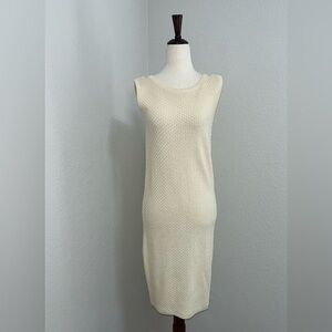 St. John Sleeveless Textured Elegant Cream Sleeveless Dress